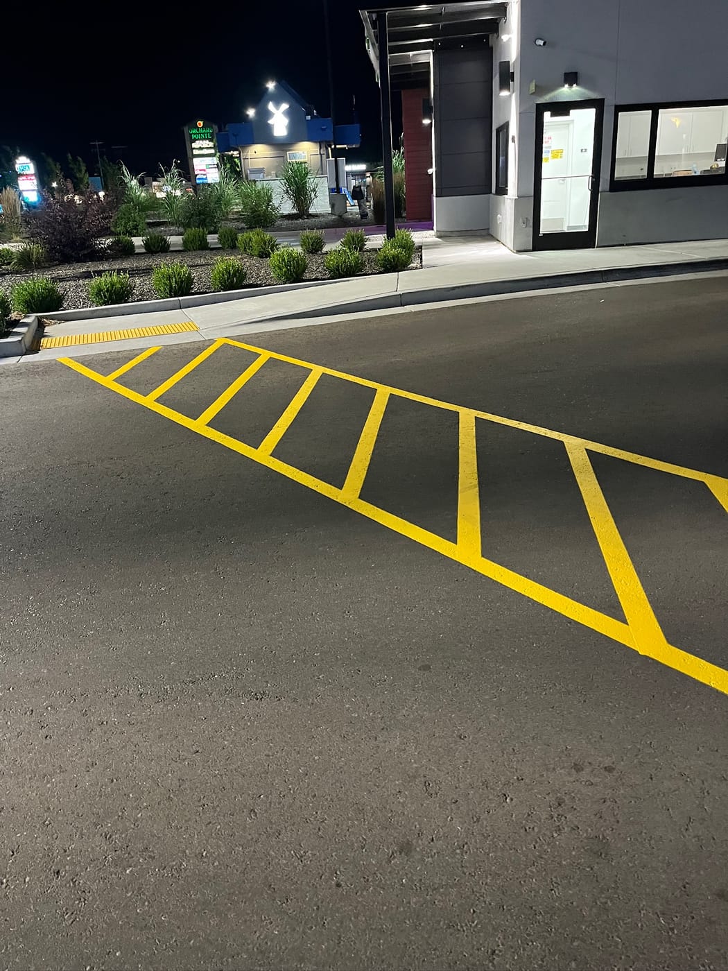 Fresh parking lot striping