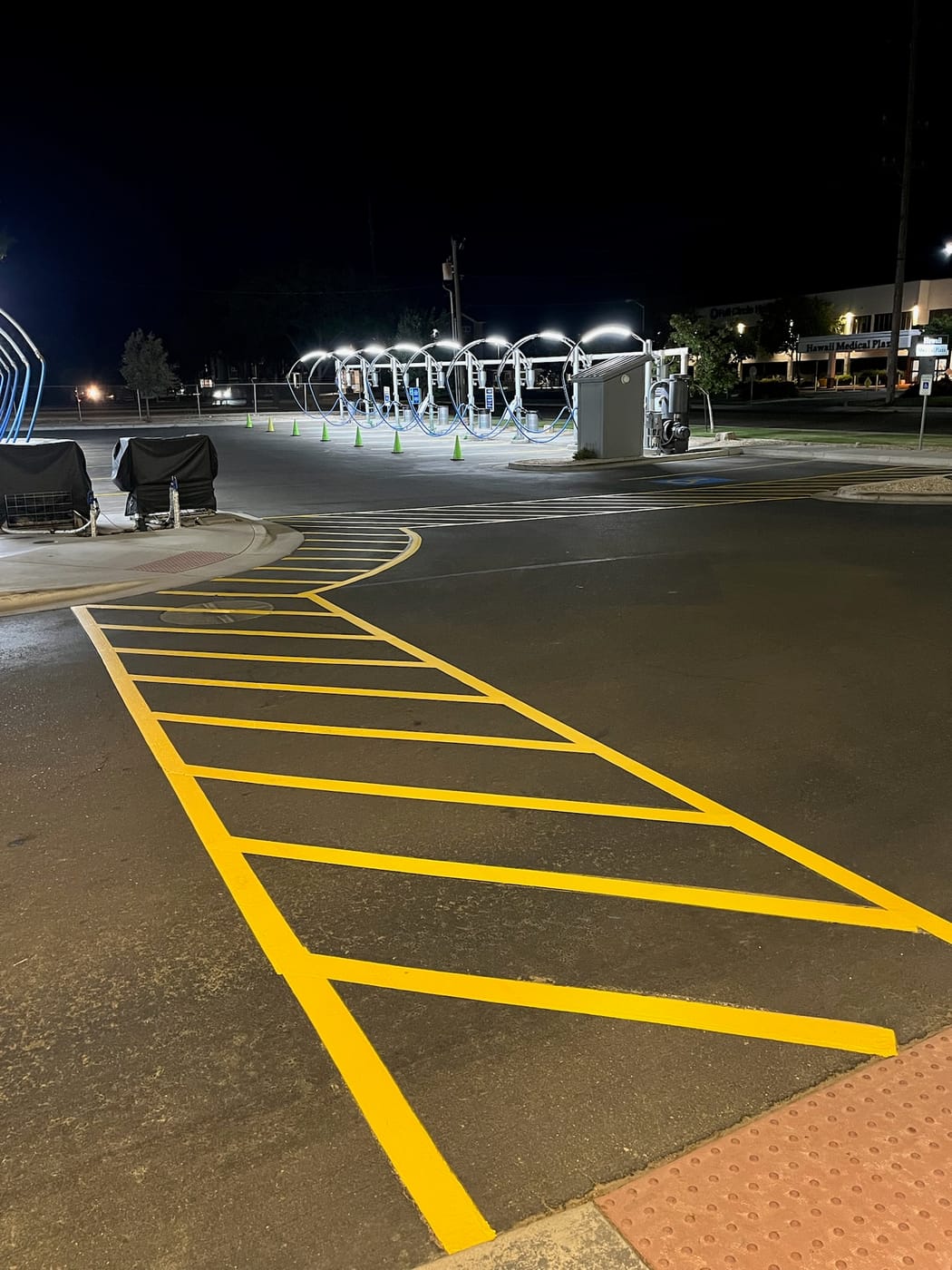 Crisp new parking stall lines