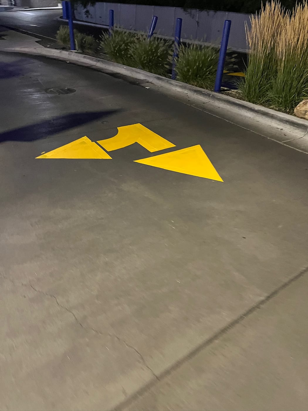 Directional stencil on asphalt